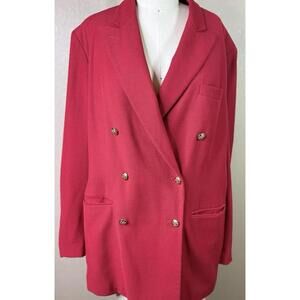 Lauren Ralph Lauren Classic Double Breasted S 16W Red Blazer Jacket Gold Buttons